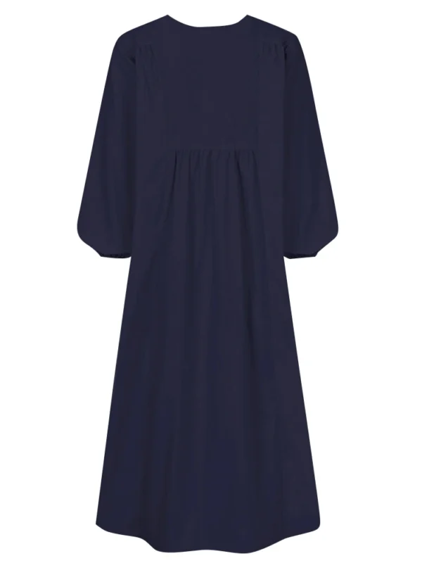 Elegant Cotton Linen Maxi Dress For Women Loose Long Sleeve Tunic - Image 3
