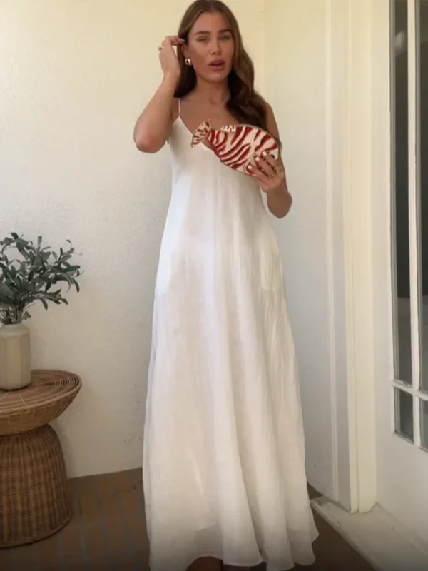 Cotton Linen Maxi Dress For Women Casual Loose Summer Party Wear - Image 4