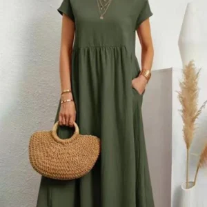 Vintage Cotton Linen Oversized Midi Dress For Summer Y2K Style