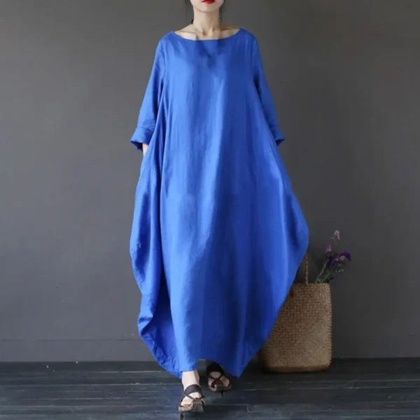 Cotton Linen Oversized Maxi Dress Women Casual Loose Summer Wear - Image 3