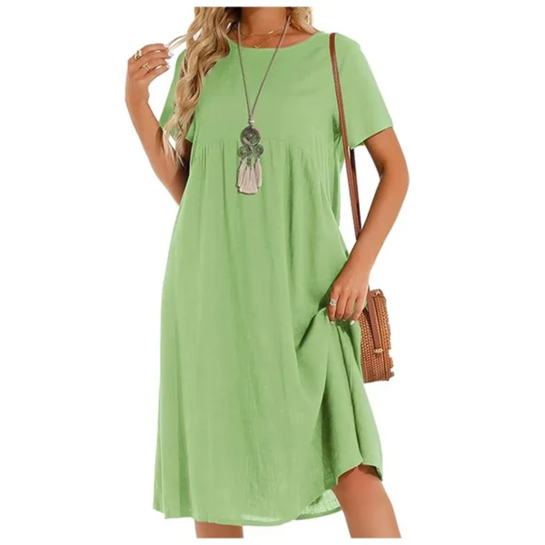 Women’s Casual Summer Solid Color Loose Beach T-Shirt Dress - Image 2