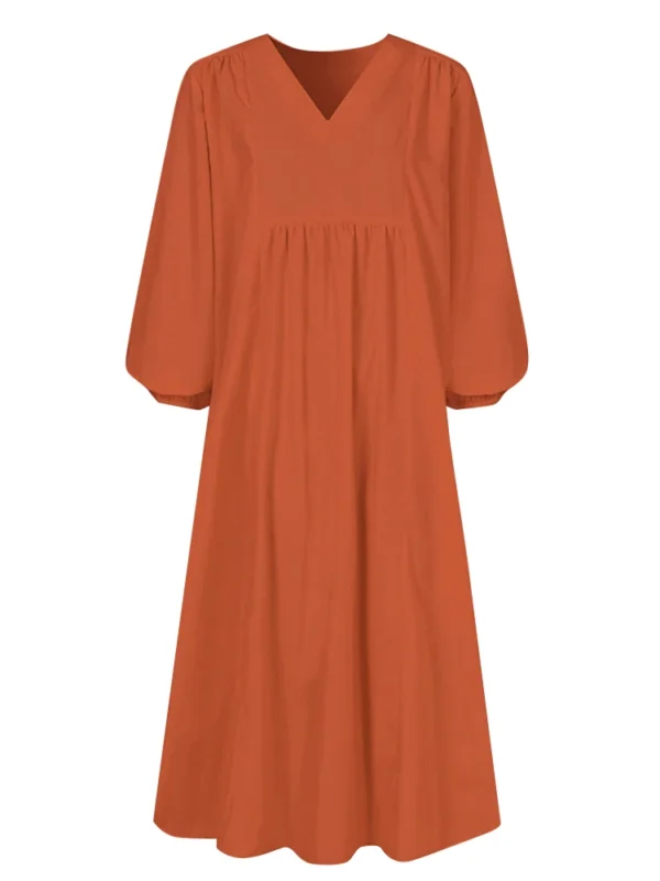 Elegant Cotton Linen Maxi Dress For Women Loose Long Sleeve Tunic - Image 6