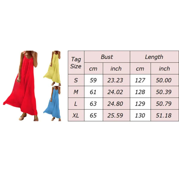 Oversized Cotton Linen Long Dress For Women Backless Boho Beach Sundress - Image 6