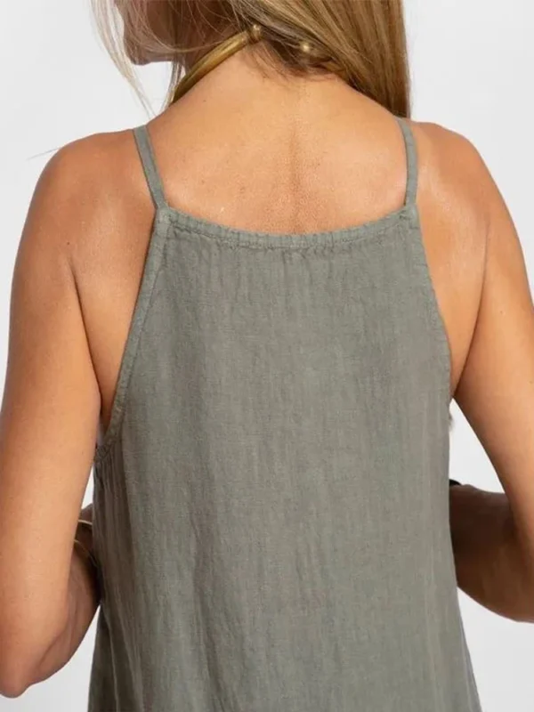 Women Cotton Linen Strapless Slip Dress With Side Split Summer - Image 4
