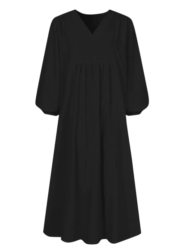 Elegant Cotton Linen Maxi Dress For Women Loose Long Sleeve Tunic - Image 4